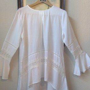 High/low blouse, white and lace, size XL